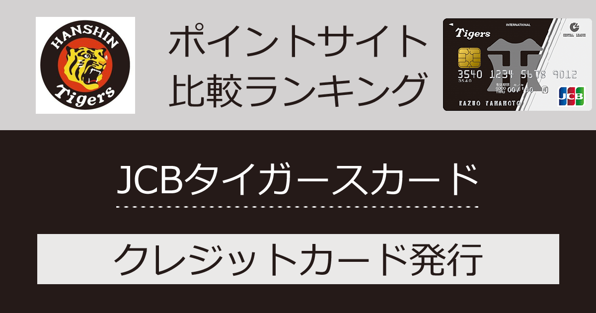 ポイントサイトの比較ランキング。阪神タイガースのクレジットカード「JCBタイガースカード」をポイントサイト経由で発行したときにもらえるポイント数で、ポイントサイトをランキング。