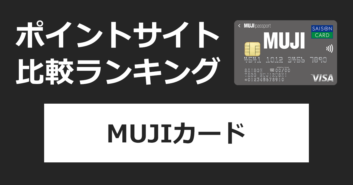 ポイントサイトの比較ランキング。無印良品のクレジットカード「MUJIカード」をポイントサイト経由で発行したときにもらえるポイント数で、ポイントサイトをランキング。