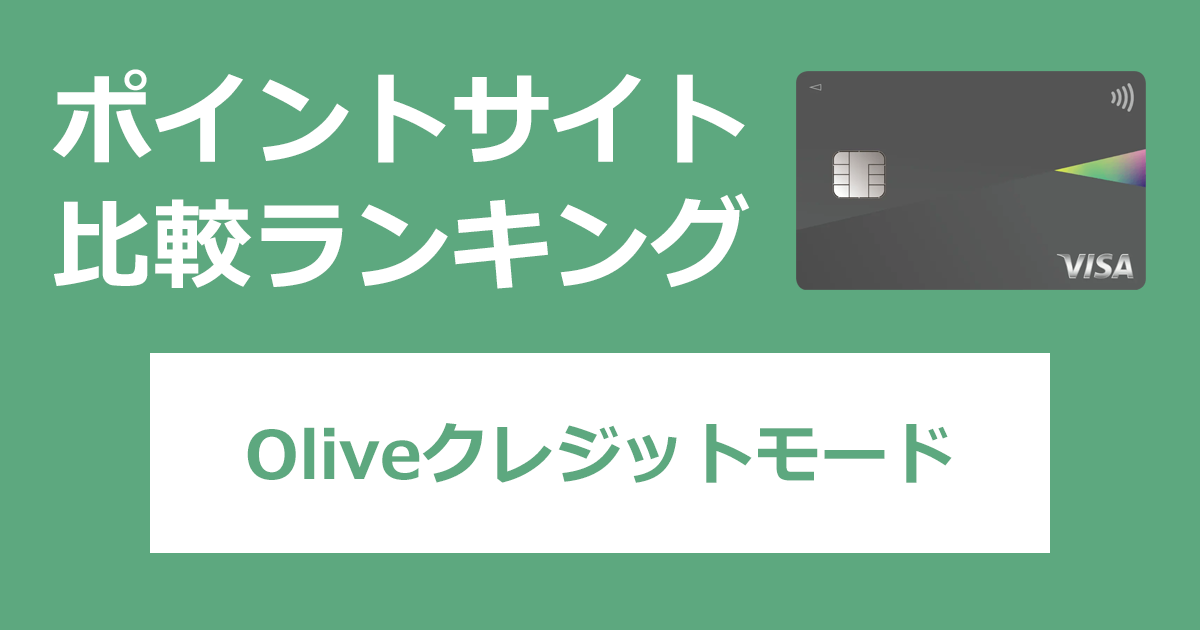 ポイントサイトの比較ランキング。「Oliveクレジットモード」をポイントサイト経由で発行したときにもらえるポイント数で、ポイントサイトをランキング。