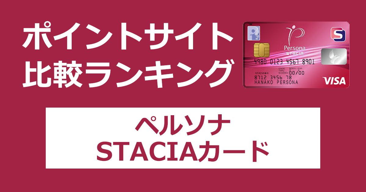 ポイントサイトの比較ランキング。阪急阪神グループのクレジットカード「ペルソナSTACIAカード」をポイントサイト経由で発行したときにもらえるポイント数で、ポイントサイトをランキング。