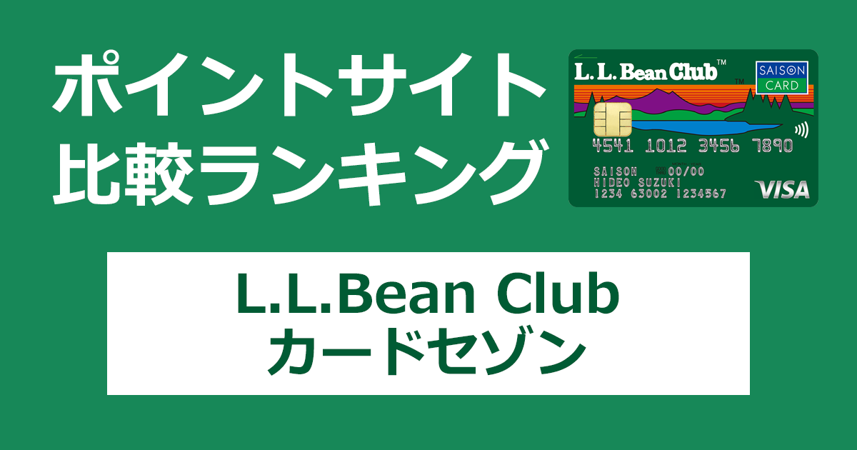 ポイントサイトの比較ランキング。「L.L.Bean Clubカードセゾン」をポイントサイト経由で発行したときにもらえるポイント数で、ポイントサイトをランキング。